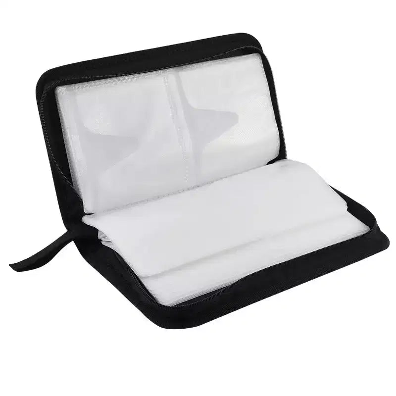 Organisateur de rangement portable pour CD/DVD avec fermeture éclair en nylon 11,2 x 6 x 2 - Noir et vert