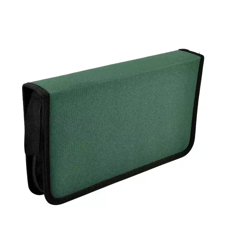 Organisateur de rangement portable pour CD/DVD avec fermeture éclair en nylon 11,2 x 6 x 2 - Noir et vert