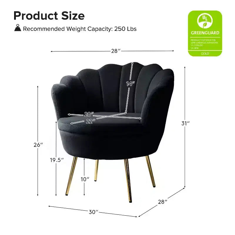Fauteuil d'appoint de salon en forme de tonneau avec pieds en métal doré