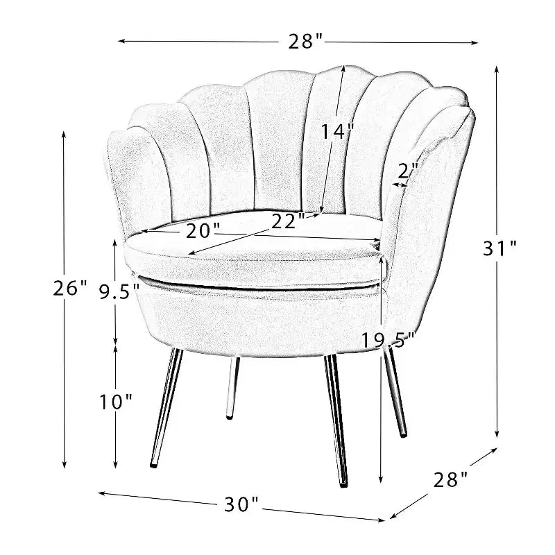 Fauteuil d'appoint de salon en forme de tonneau avec pieds en métal doré