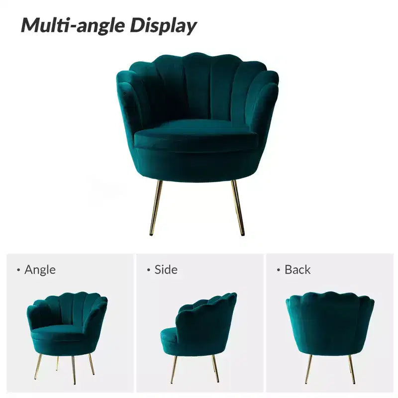 Fauteuil d'appoint de salon en forme de tonneau avec pieds en métal doré