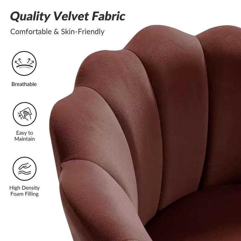 Fauteuil d'appoint de salon en forme de tonneau avec pieds en métal doré
