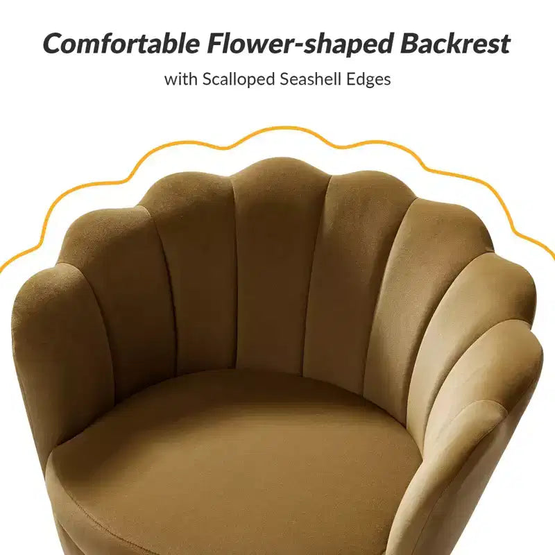 Fauteuil d'appoint de salon en forme de tonneau avec pieds en métal doré