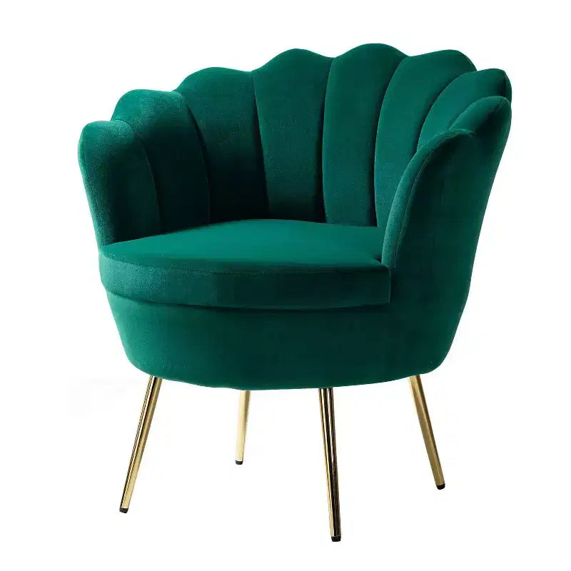 Fauteuil d'appoint de salon en forme de tonneau avec pieds en métal doré