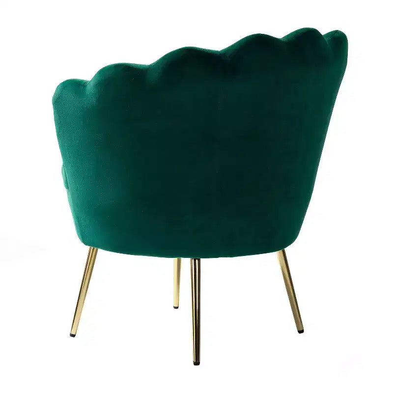 Fauteuil d'appoint de salon en forme de tonneau avec pieds en métal doré