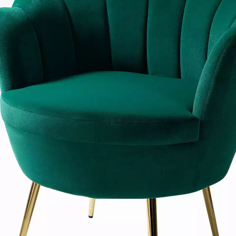 Fauteuil d'appoint de salon en forme de tonneau avec pieds en métal doré