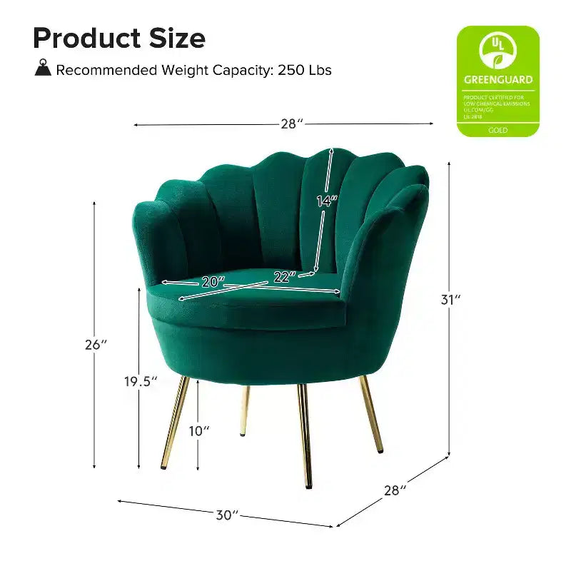 Fauteuil d'appoint de salon en forme de tonneau avec pieds en métal doré