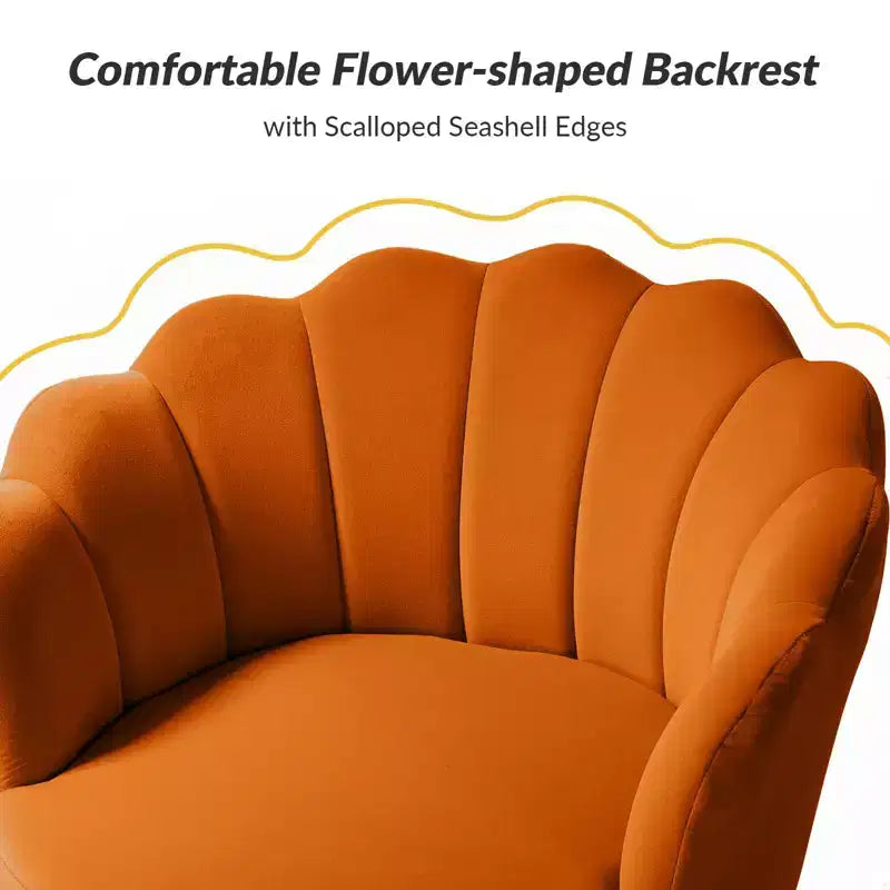Fauteuil d'appoint de salon en forme de tonneau avec pieds en métal doré