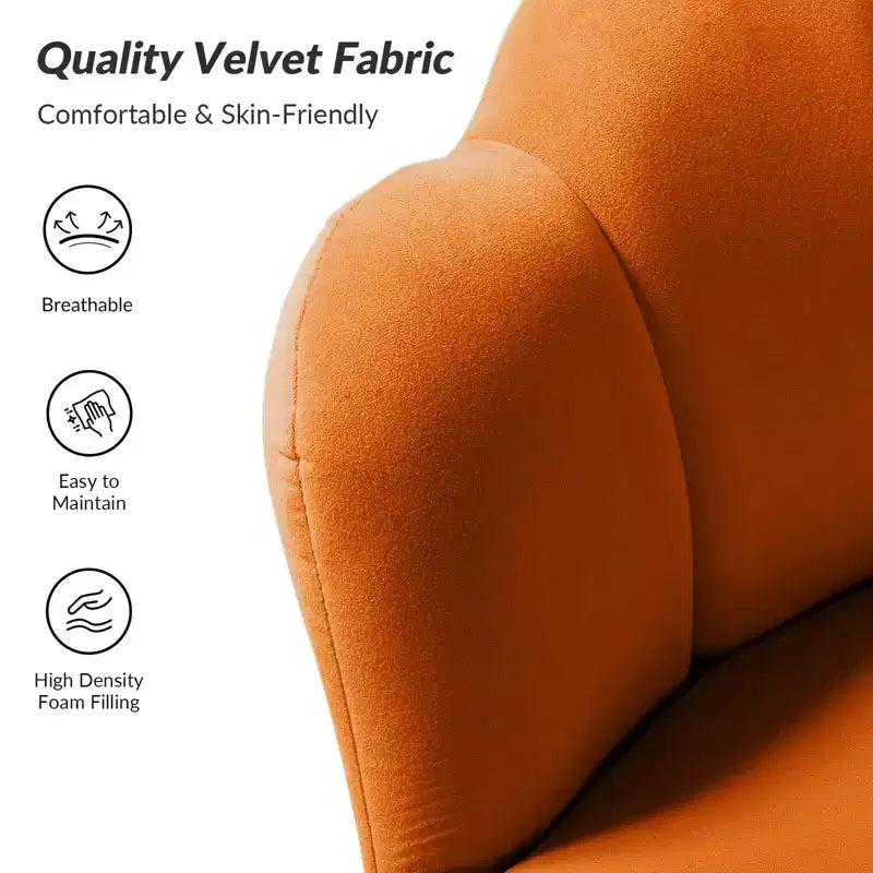 Fauteuil d'appoint de salon en forme de tonneau avec pieds en métal doré