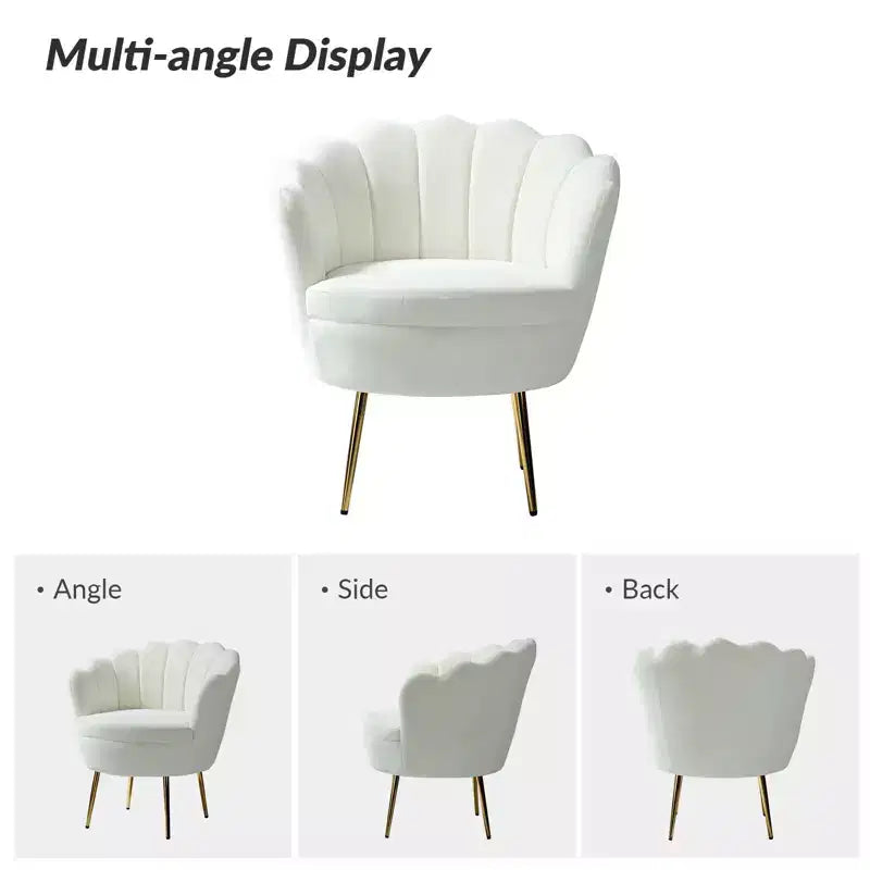 Fauteuil d'appoint de salon en forme de tonneau avec pieds en métal doré