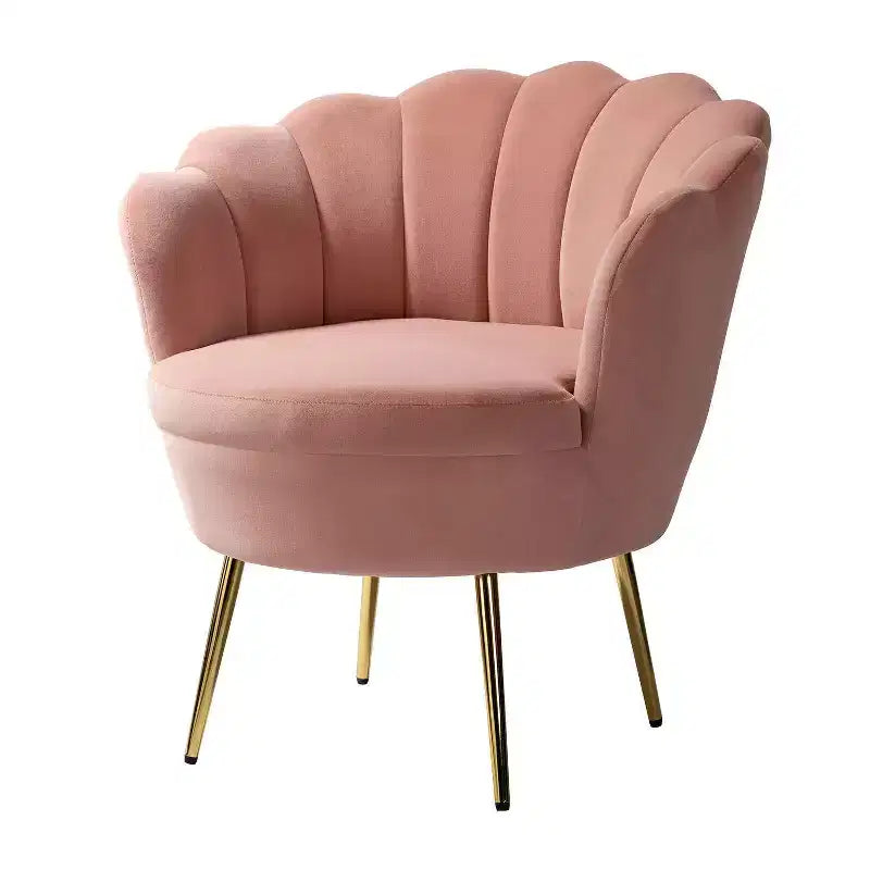 Fauteuil d'appoint de salon en forme de tonneau avec pieds en métal doré