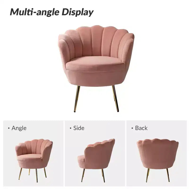 Fauteuil d'appoint de salon en forme de tonneau avec pieds en métal doré