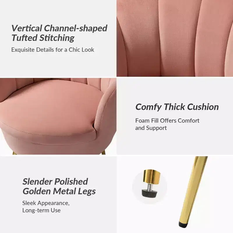 Fauteuil d'appoint de salon en forme de tonneau avec pieds en métal doré