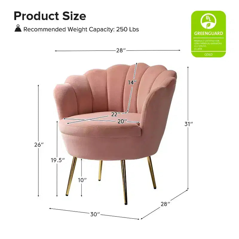 Fauteuil d'appoint de salon en forme de tonneau avec pieds en métal doré