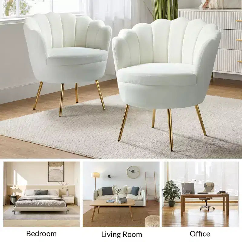 Fauteuil d'appoint de salon en forme de tonneau avec pieds en métal doré