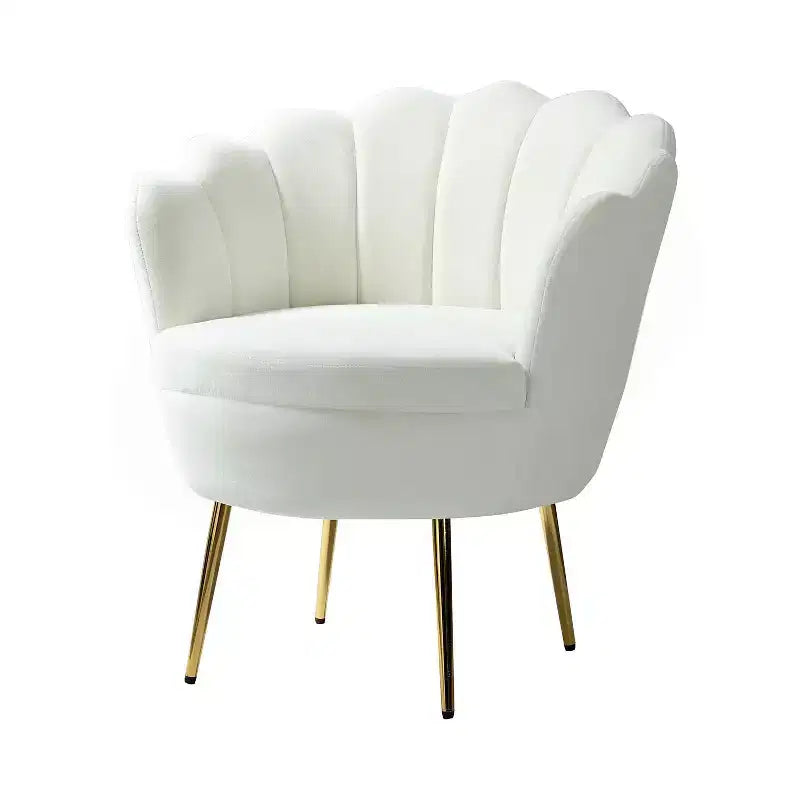 Fauteuil d'appoint de salon en forme de tonneau avec pieds en métal doré