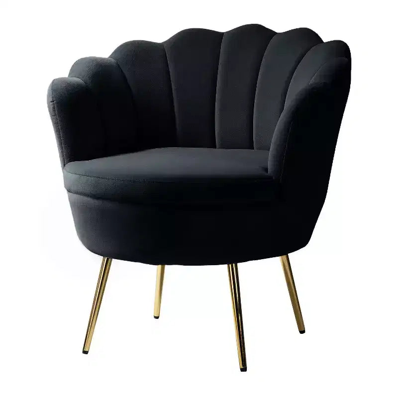Fauteuil d'appoint de salon en forme de tonneau avec pieds en métal doré