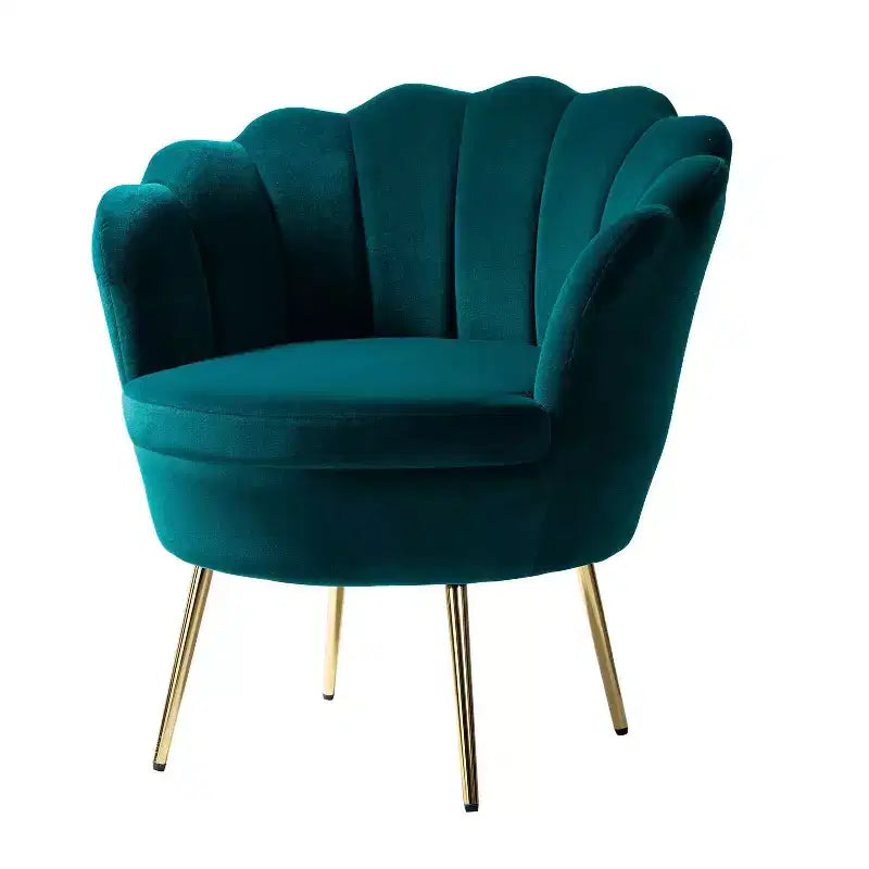 Fauteuil d'appoint de salon en forme de tonneau avec pieds en métal doré