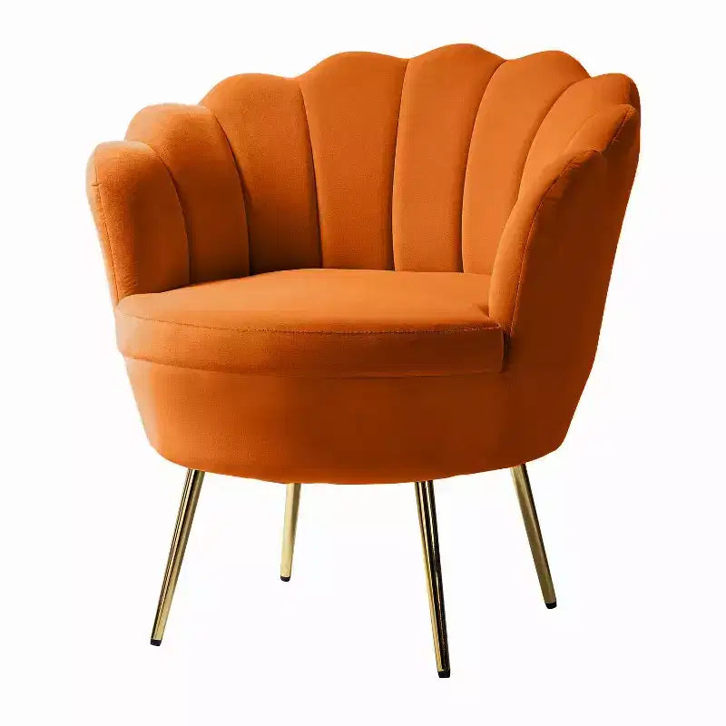 Fauteuil d'appoint de salon en forme de tonneau avec pieds en métal doré