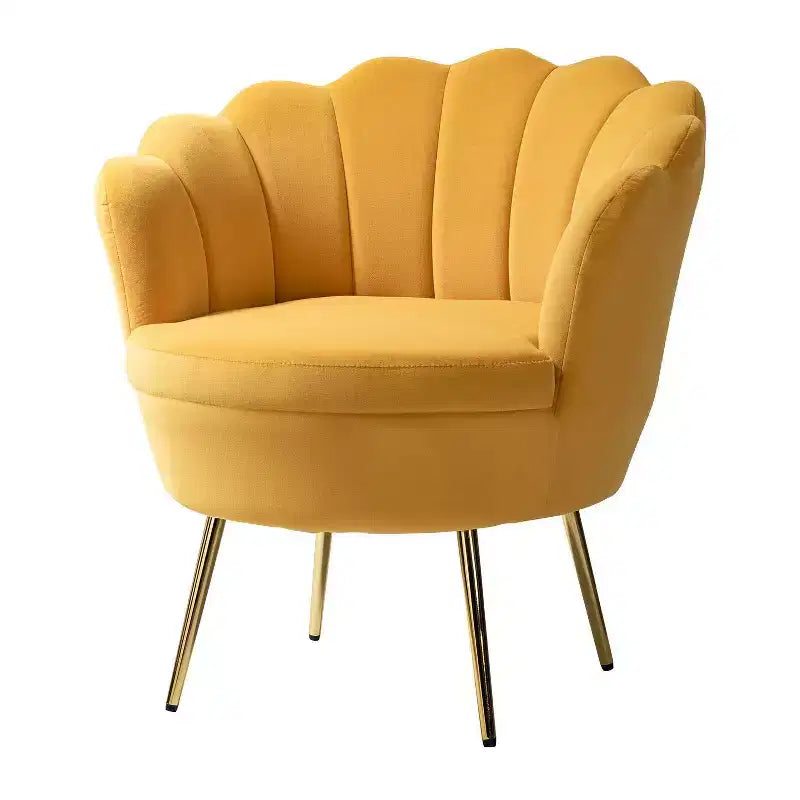 Fauteuil d'appoint de salon en forme de tonneau avec pieds en métal doré
