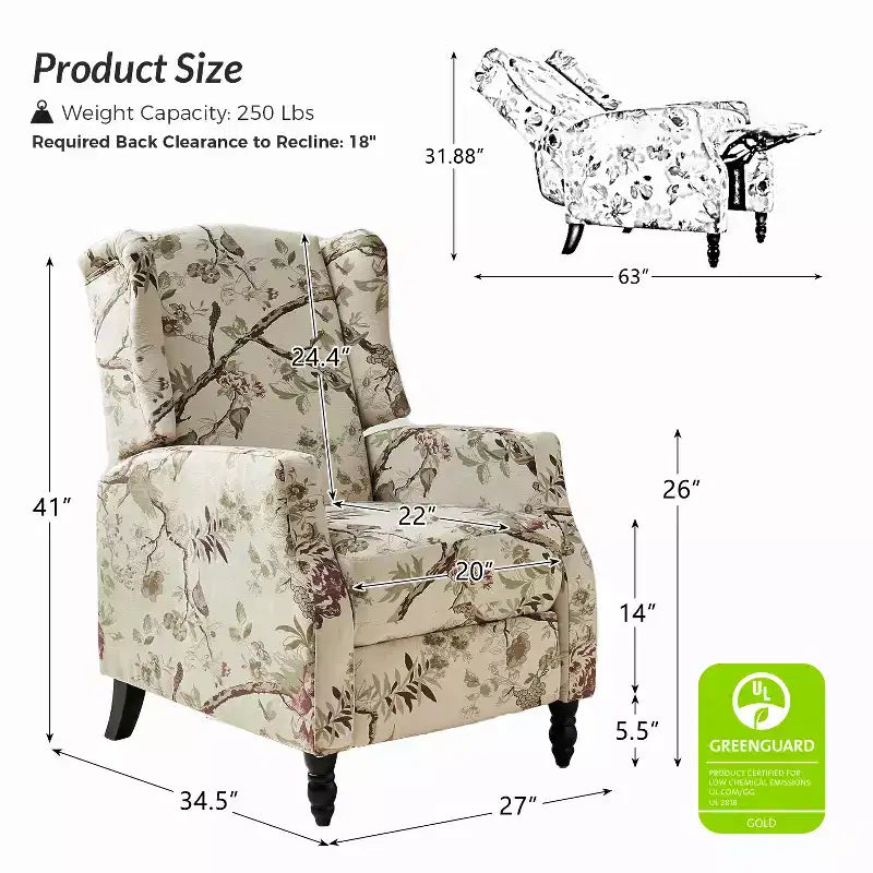 Fauteuil inclinable manuel moderne en polyester pour salon