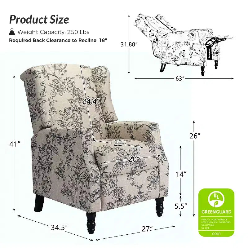 Fauteuil inclinable manuel moderne en polyester pour salon