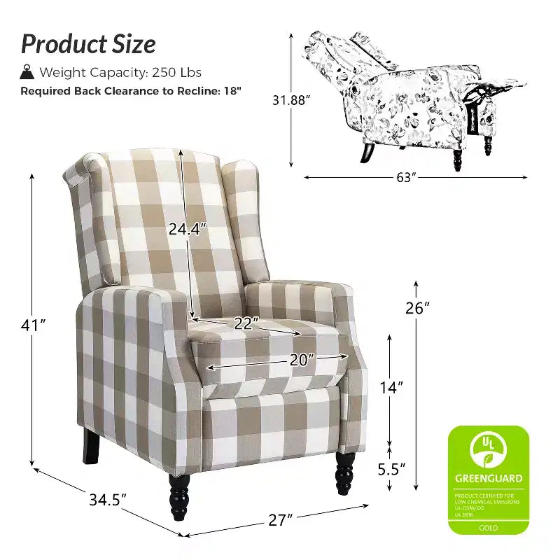 Fauteuil inclinable manuel moderne en polyester pour salon