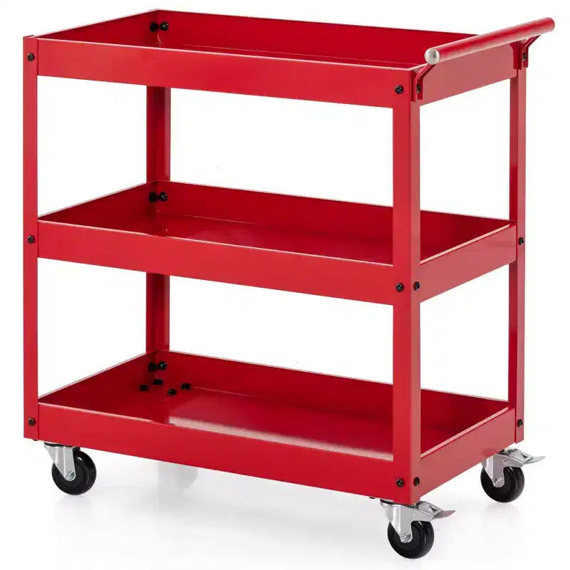 Chariot de service de rangement en métal à 3 niveaux 150 kg de capacité