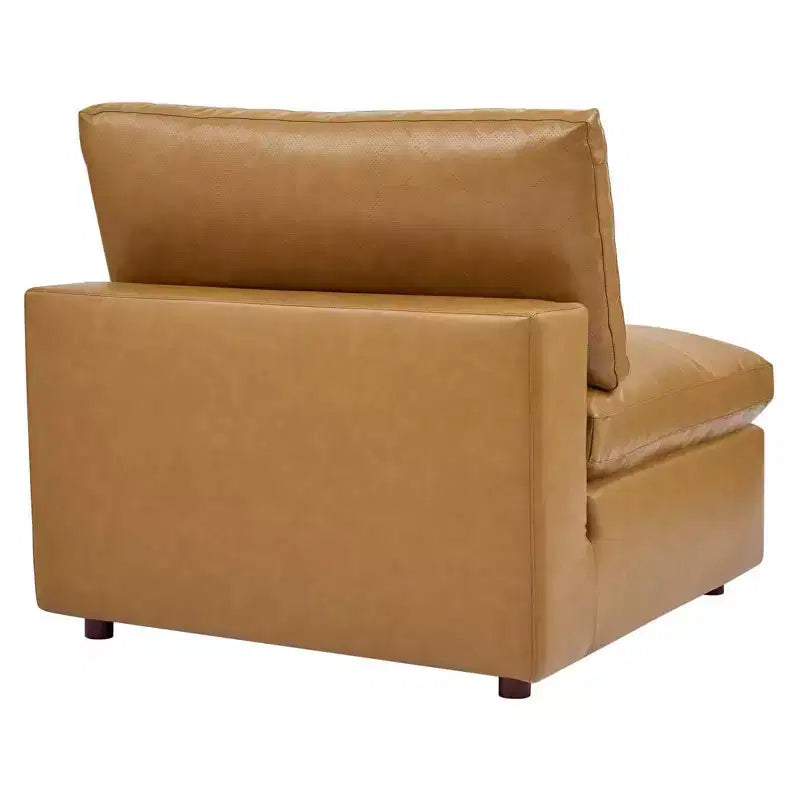 Chaise sans accoudoirs en cuir végétalien surdimensionnée et rembourrée de duvet