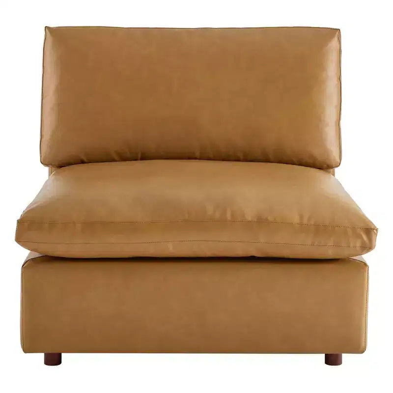 Chaise sans accoudoirs en cuir végétalien surdimensionnée et rembourrée de duvet