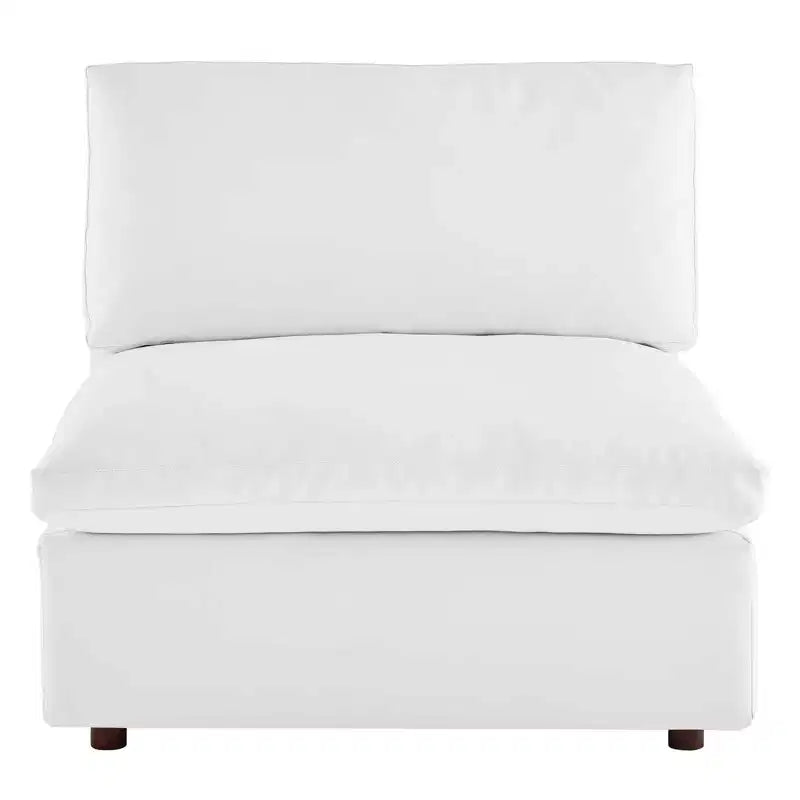 Chaise sans accoudoirs en cuir végétalien surdimensionnée et rembourrée de duvet