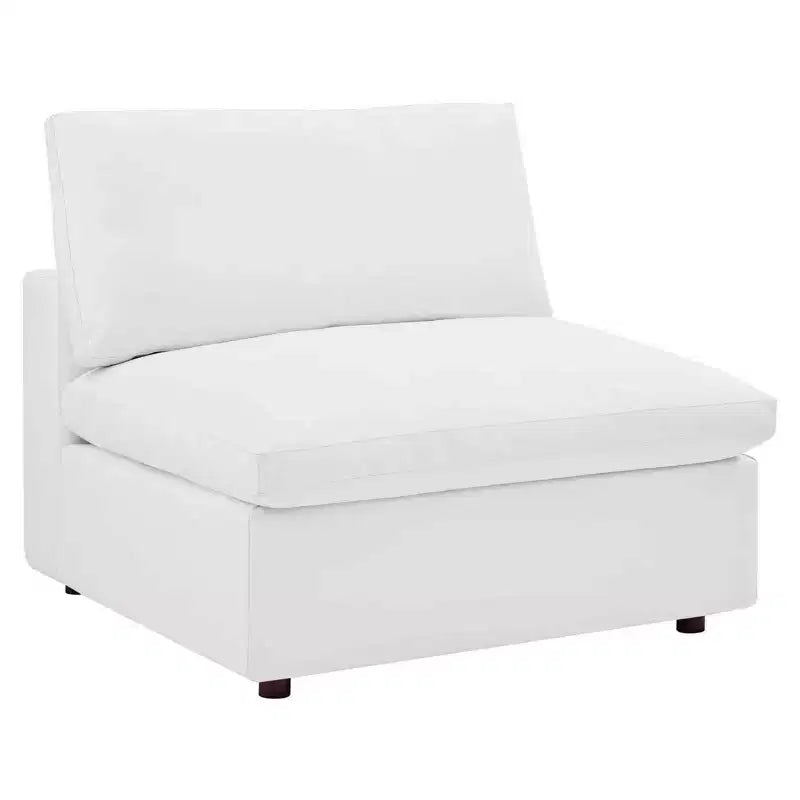 Chaise sans accoudoirs en cuir végétalien surdimensionnée et rembourrée de duvet