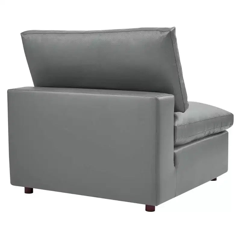 Chaise sans accoudoirs en cuir végétalien surdimensionnée et rembourrée de duvet