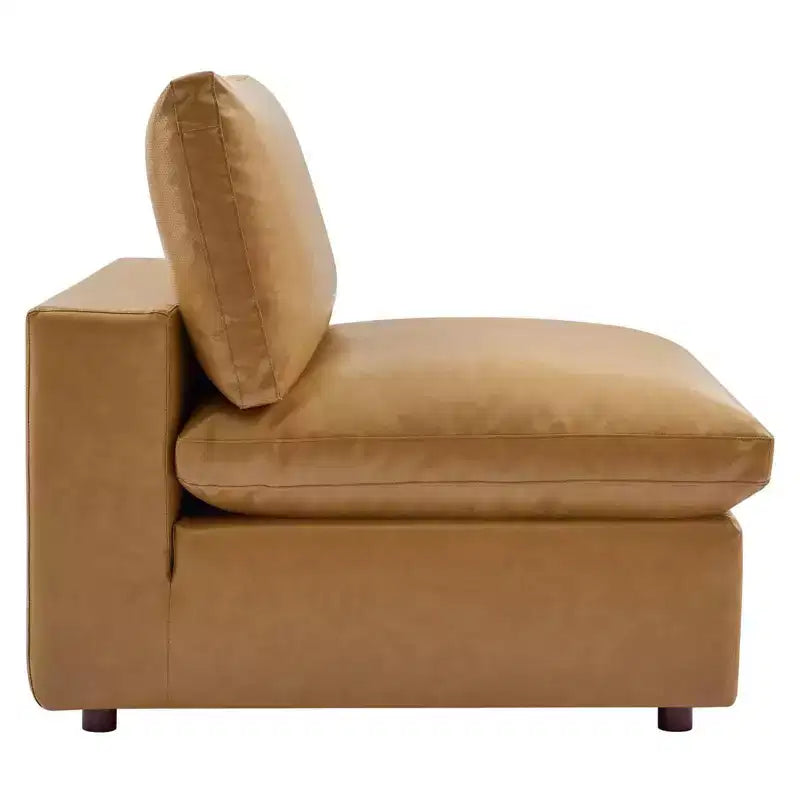 Chaise sans accoudoirs en cuir végétalien surdimensionnée et rembourrée de duvet