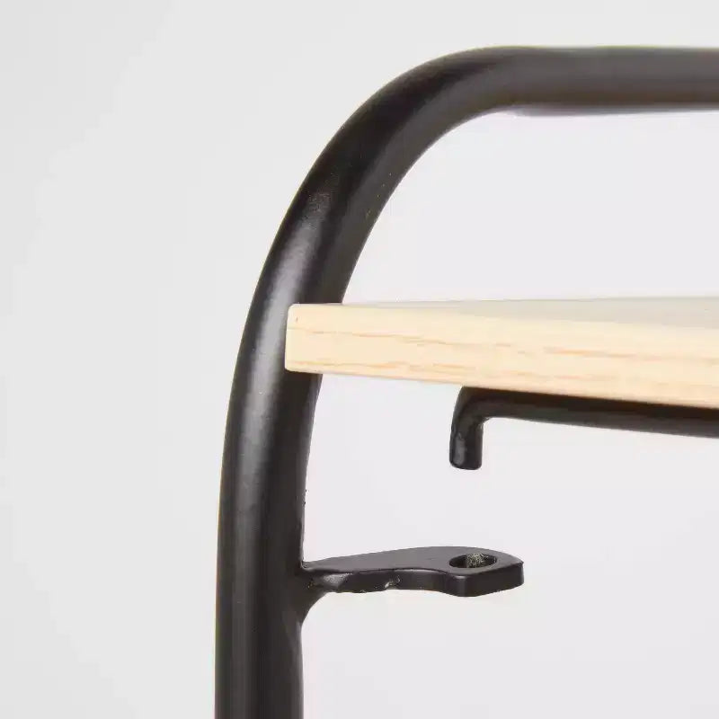 Étagère pliable à 3 niveaux en métal noir avec tablettes en bois naturel