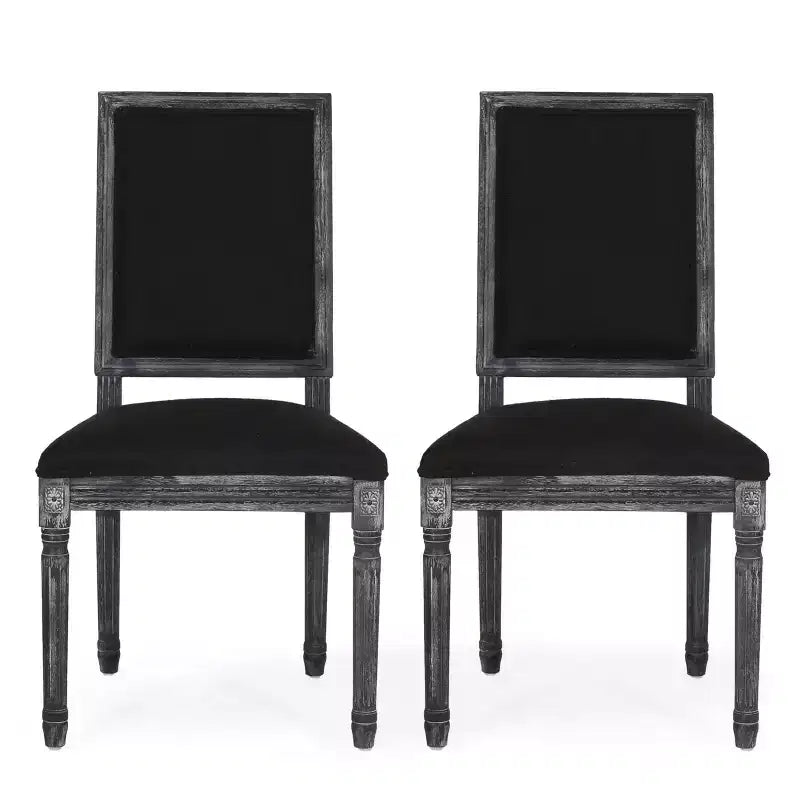 Lot de 2 chaises de salle à manger en bois rembourrées, style campagne française