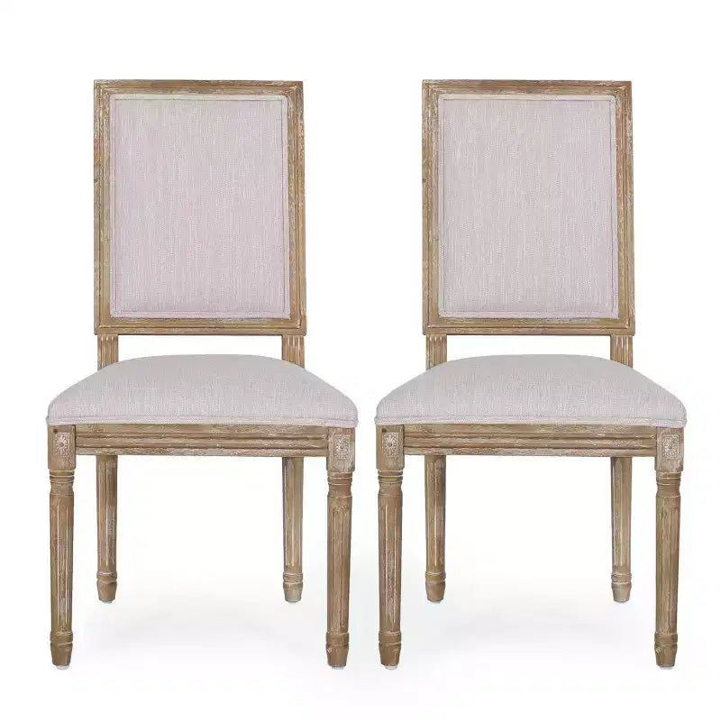 Lot de 2 chaises de salle à manger en bois rembourrées, style campagne française