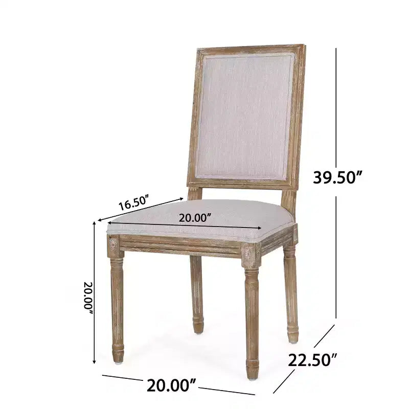 Lot de 2 chaises de salle à manger en bois rembourrées, style campagne française