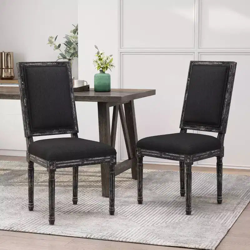 Lot de 2 chaises de salle à manger en bois rembourrées, style campagne française