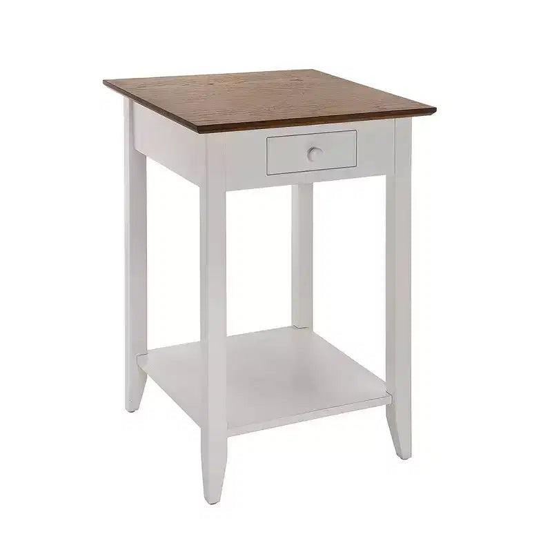 Table d'appoint carrée avec tiroir et étagère ouverte - Bois dur noir