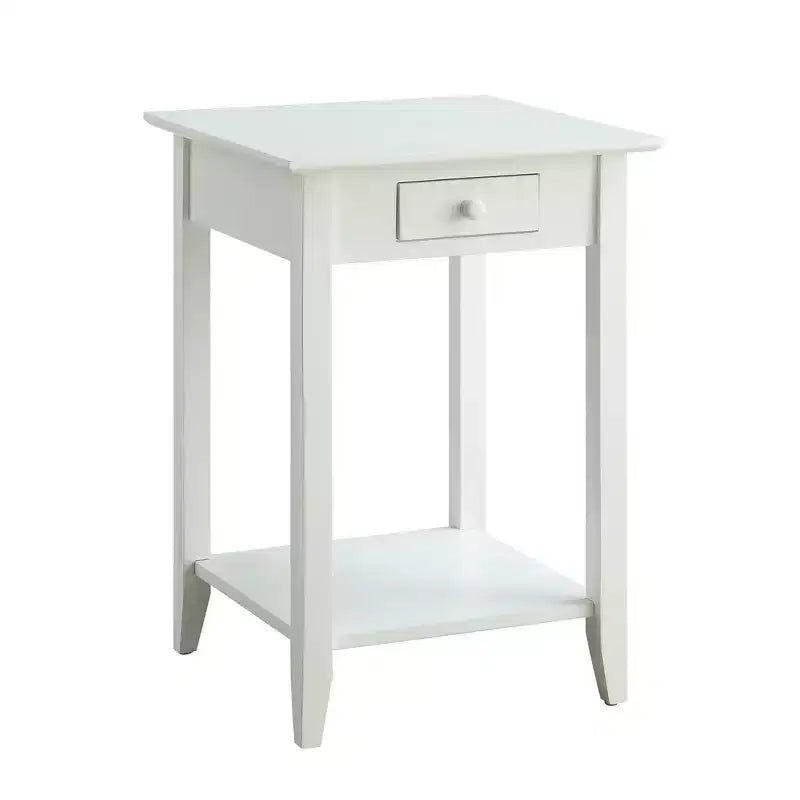 Table d'appoint carrée avec tiroir et étagère ouverte - Bois dur noir