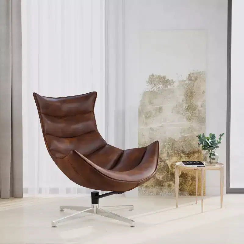 Fauteuil d'appoint pivotant profilé avec piètement en métal croisé
