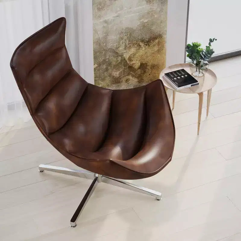 Fauteuil d'appoint pivotant profilé avec piètement en métal croisé