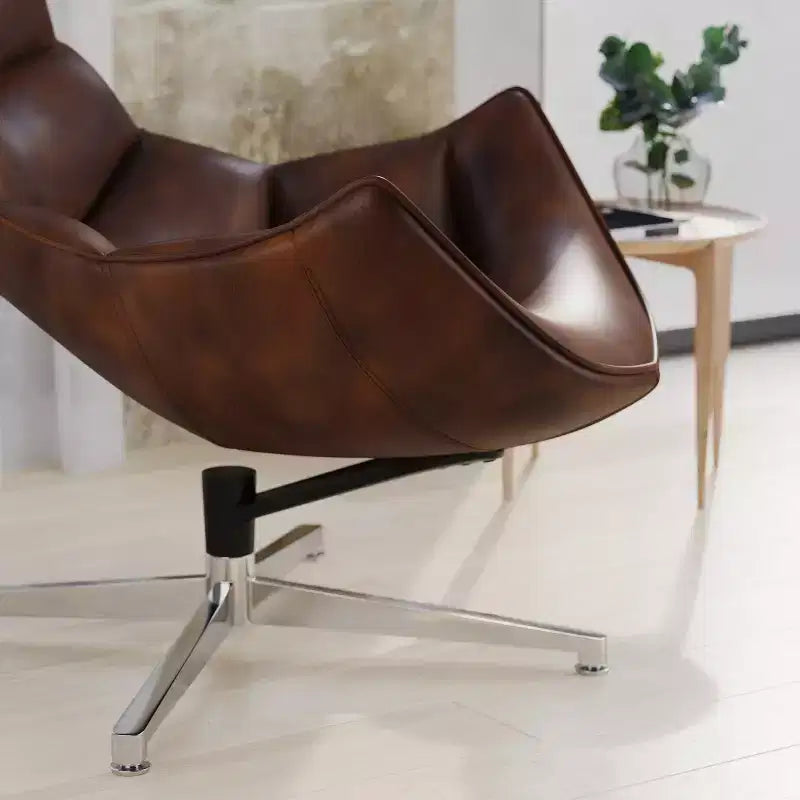 Fauteuil d'appoint pivotant profilé avec piètement en métal croisé