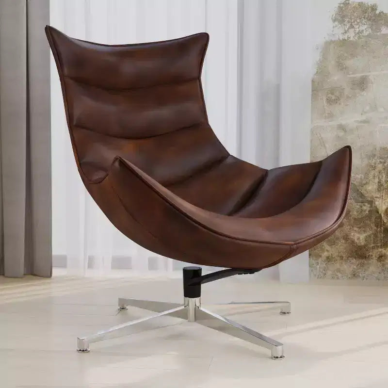 Fauteuil d'appoint pivotant profilé avec piètement en métal croisé