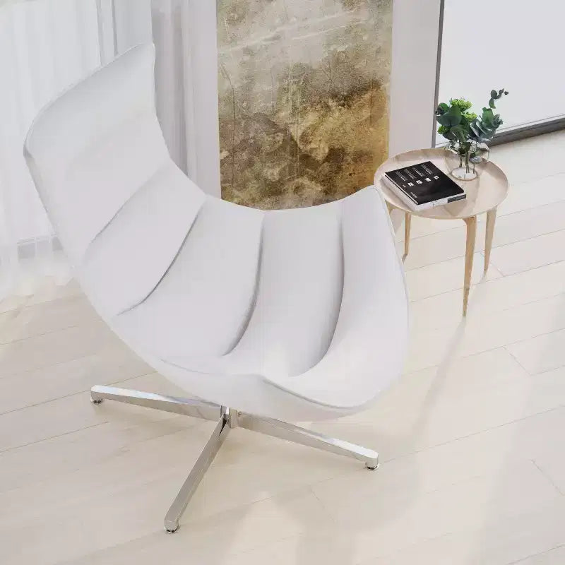 Fauteuil d'appoint pivotant profilé avec piètement en métal croisé