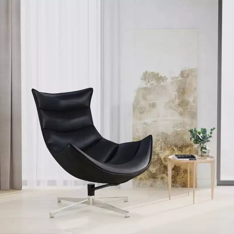 Fauteuil d'appoint pivotant profilé avec piètement en métal croisé