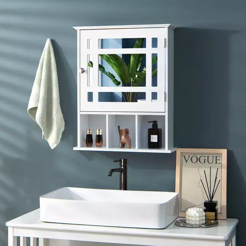 Armoire à pharmacie murale avec miroir et étagère réglable