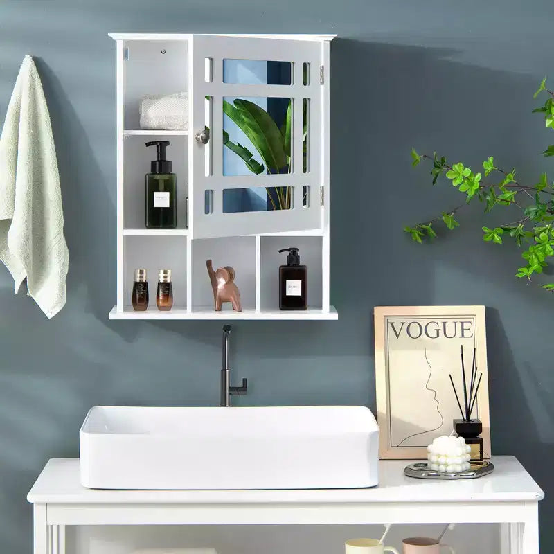 Armoire à pharmacie murale avec miroir et étagère réglable