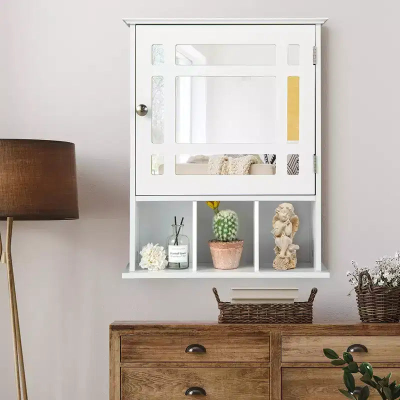 Armoire à pharmacie murale avec miroir et étagère réglable